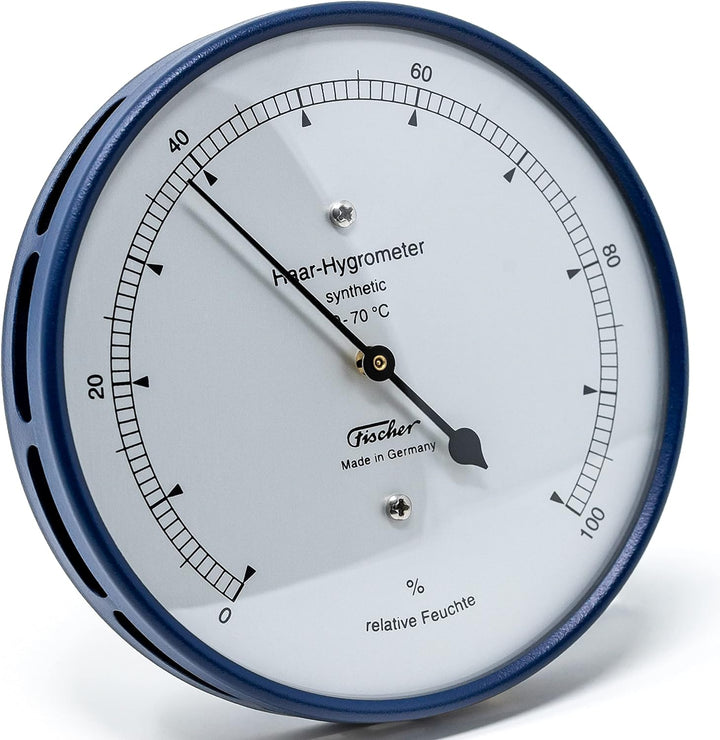 Fischer 122.48 - synthetisches Haar-Hygrometer - 103mm Luftfeuchtigkeitsmesser aus Edelstahl Made in