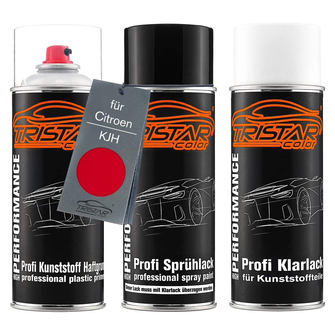 TRISTARcolor Autolack Spraydosen Set für Kunststoff Stossstange für Citroen KJH Rouge Scarlet/Super