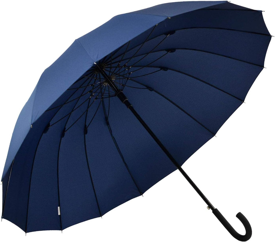 iX-brella Stockschirm 16teilig Full-Fiber Automatik - super stabil dunkel blau - 125cm Blau 125 cm,