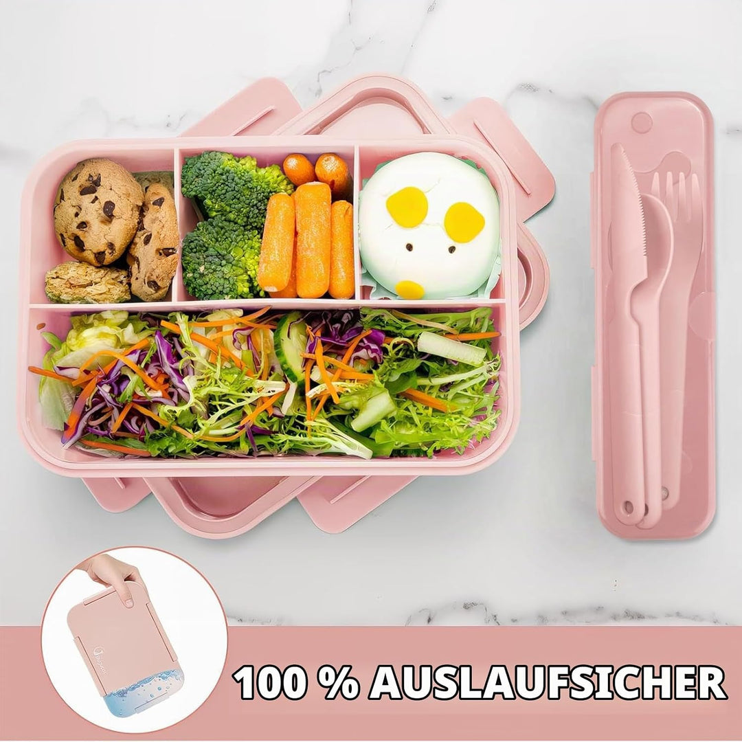 Bugucat Brotdose Kinder mit Fächern 1300ML 2 Set,Lunchbox Kinder Auslaufsicher mit 4 Fächern,Lunch B