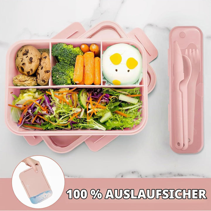 Bugucat Brotdose Kinder mit Fächern 1300ML 2 Set,Lunchbox Kinder Auslaufsicher mit 4 Fächern,Lunch B