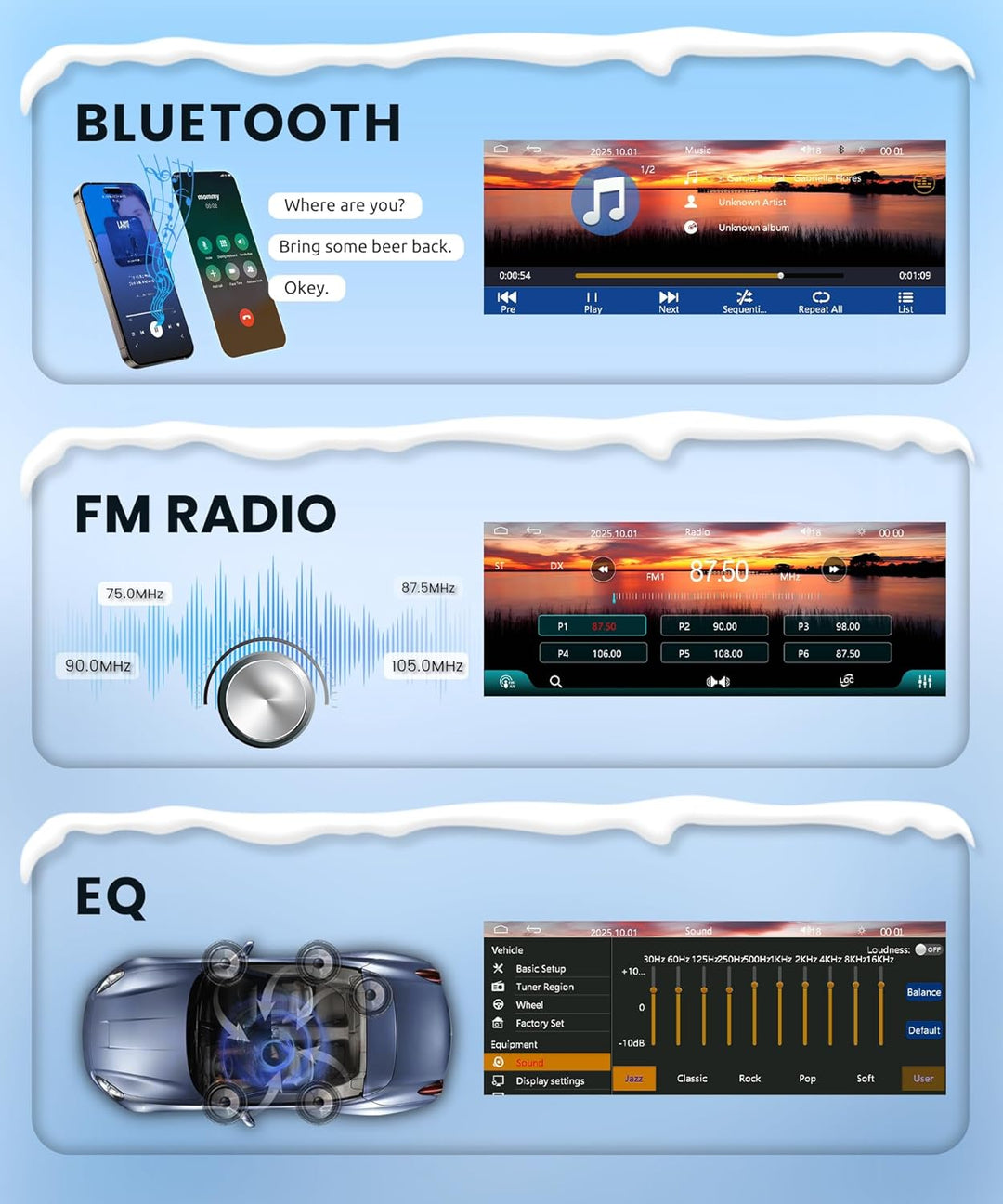 Autoradio 1 Din mit Wireless Carplay Android Auto IOS/Android Mirror Link Bluetooth 5.2, 6.28 Zoll I