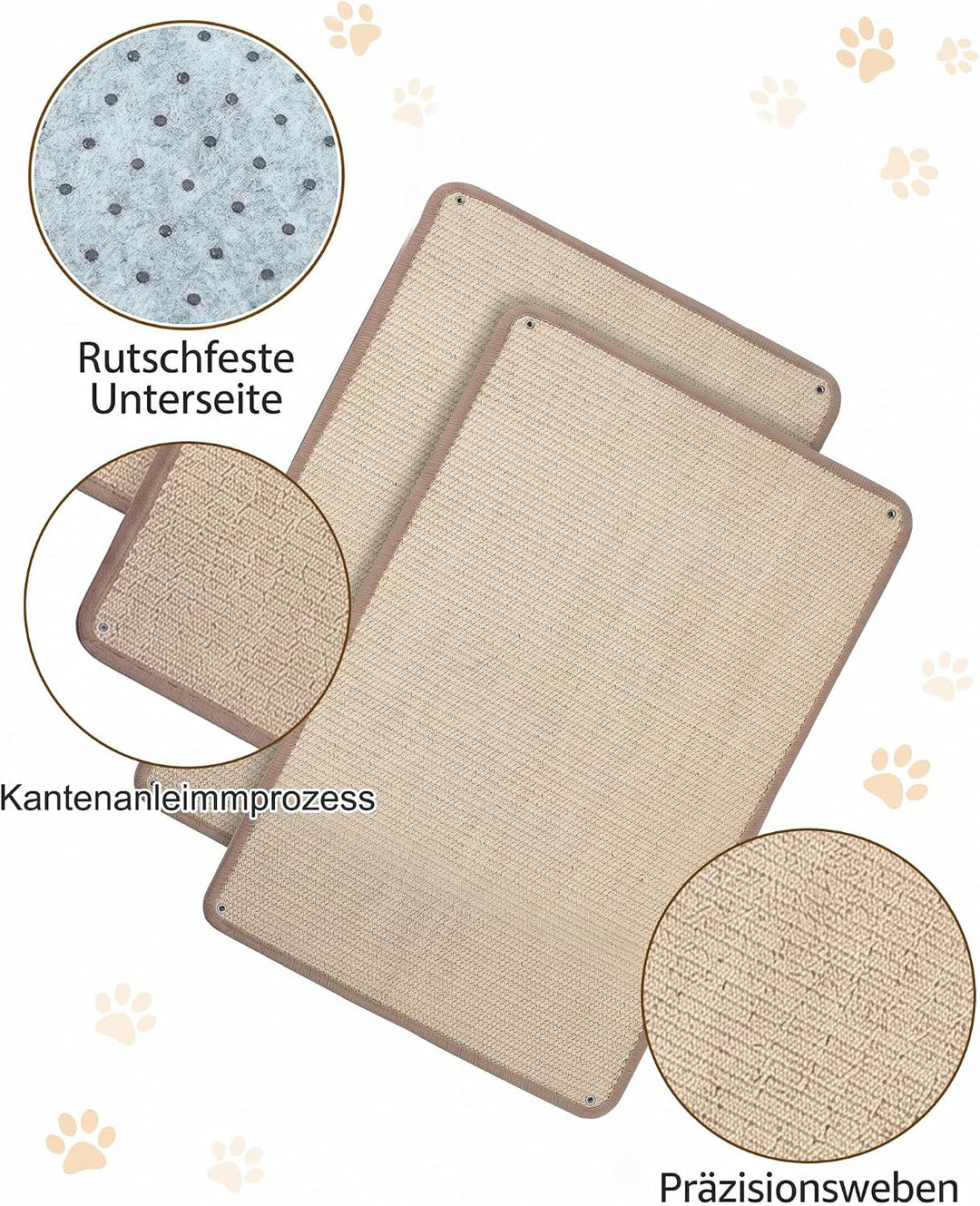 Kratzmatte Katze Wand 2 Stück 40 x 60 cm – Verstärkte Sisal Kratzmatte | Kratzbrett Katze Wandmontag