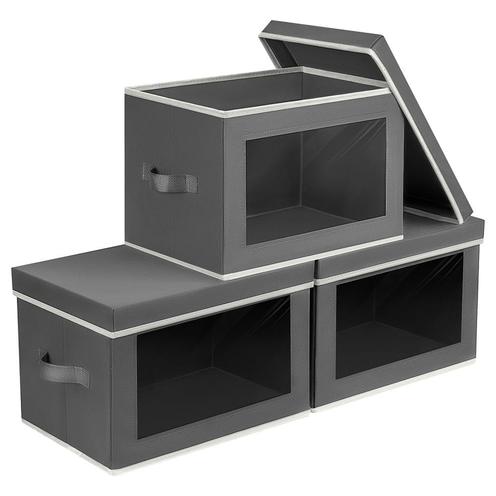 Homsorout 3 Stück Aufbewahrungsboxen mit Deckel, Faltbare aufbewahrungsbox mit Griff, Aufbewahrungsk