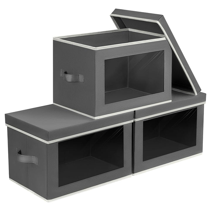 Homsorout 3 Stück Aufbewahrungsboxen mit Deckel, Faltbare aufbewahrungsbox mit Griff, Aufbewahrungsk