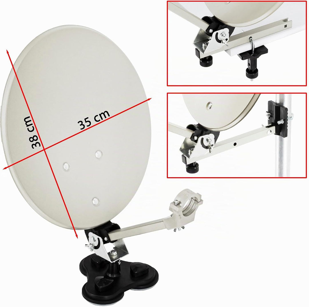 PremiumX Camping Satelliten Anlage SAT Antenne Stativ HD TV Receiver Single LNB 10m Kabel F-Stecker