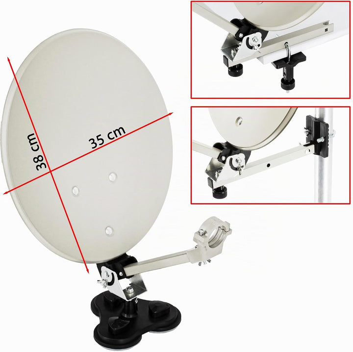 PremiumX Camping Satelliten Anlage SAT Antenne Stativ HD TV Receiver Single LNB 10m Kabel F-Stecker