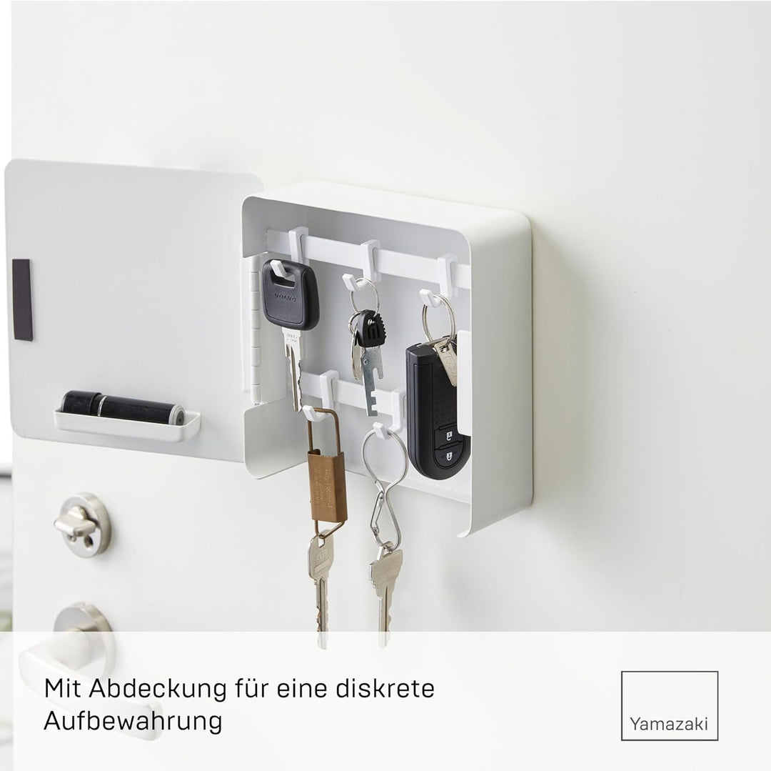 Yamazaki 4799 TOWER Magnetischer Schlüsselkasten, weiss, Stahl, Minimalistisches Design One Size Wei