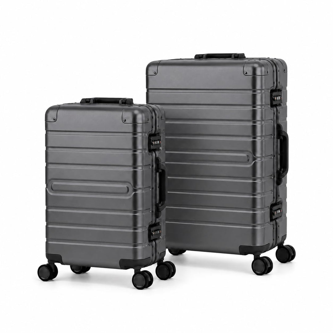 Travelhouse Oslo Alu Reisekoffer Graphit S-55cm &amp; M-65cm Hartschalenkoffer Reise Trolley Koffer Set