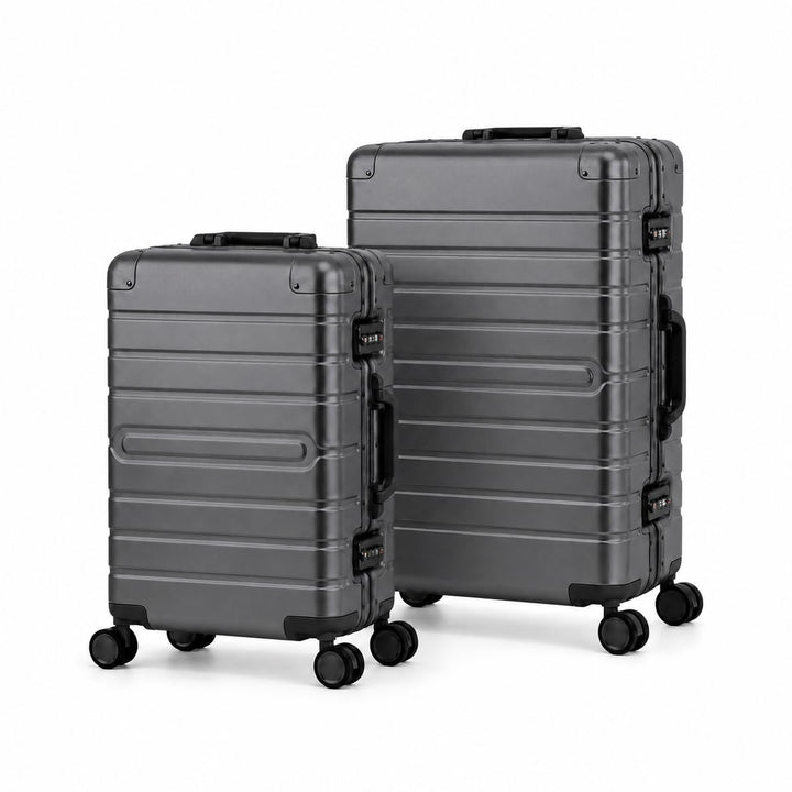 Travelhouse Oslo Alu Reisekoffer Graphit S-55cm &amp; M-65cm Hartschalenkoffer Reise Trolley Koffer Set