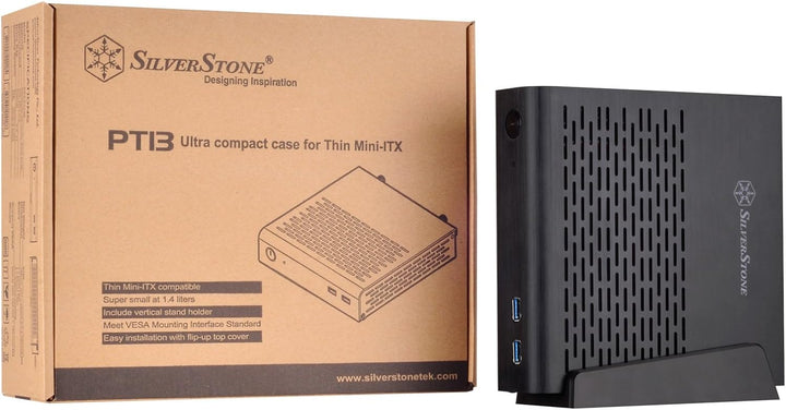 SilverStone SST-PT13B-USB3.0 - Petit Thin Mini-ITX Computer Gehäuse, USB 3.0, schwarz, SST-PT13B-USB