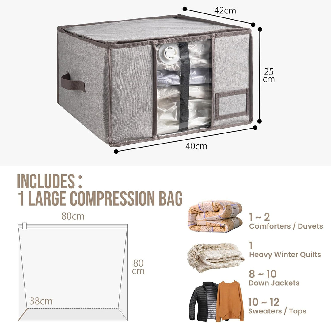 TAILI akuumbeutel für Kleidung mit Aufbewahrungsbox 2 in 1 Design 40 x 42 x 25 CM Vakuumbeutel für B