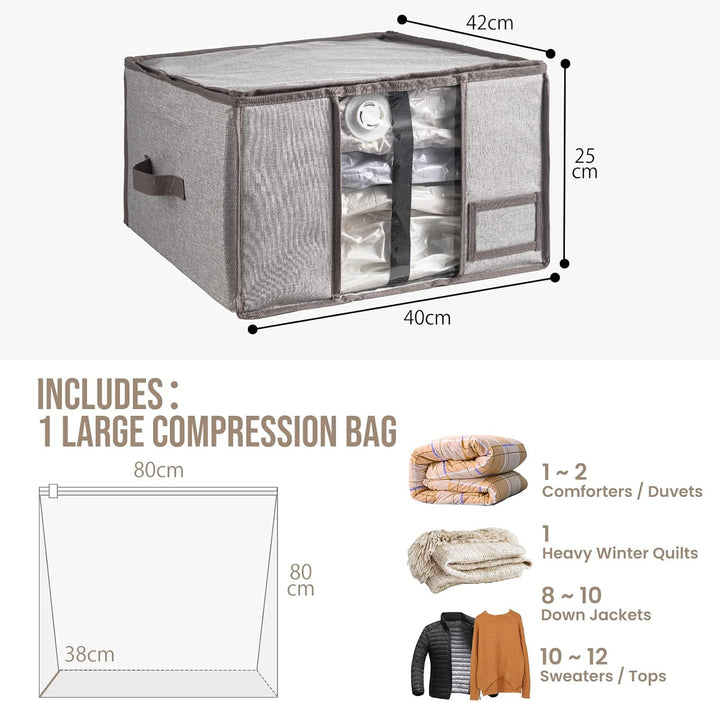 TAILI akuumbeutel für Kleidung mit Aufbewahrungsbox 2 in 1 Design 40 x 42 x 25 CM Vakuumbeutel für B
