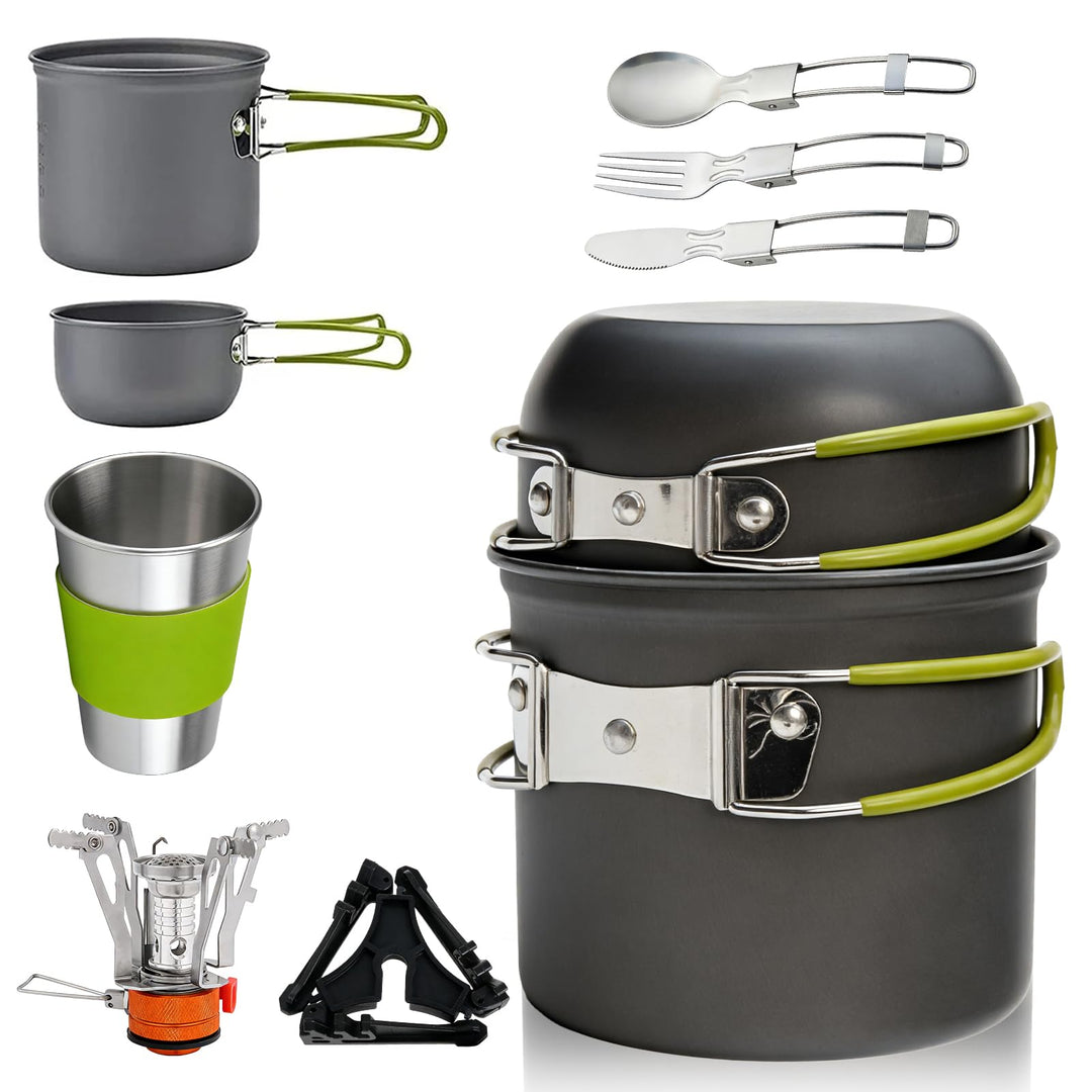 Camping Geschirr Set: Camping Besteck Set, vielseitig Camping Kochgeschirr Set, Backpacking Kochen a