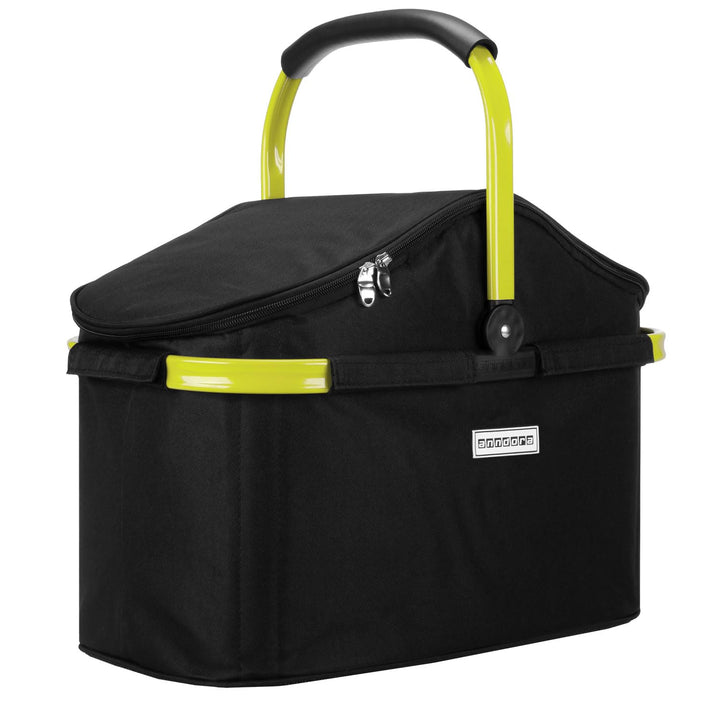 anndora Einkaufskorb 25 Liter ISO Picknick Kühlkorb Schwarz - Rahmen Limette Iso: Schwarz Rahmen Lim