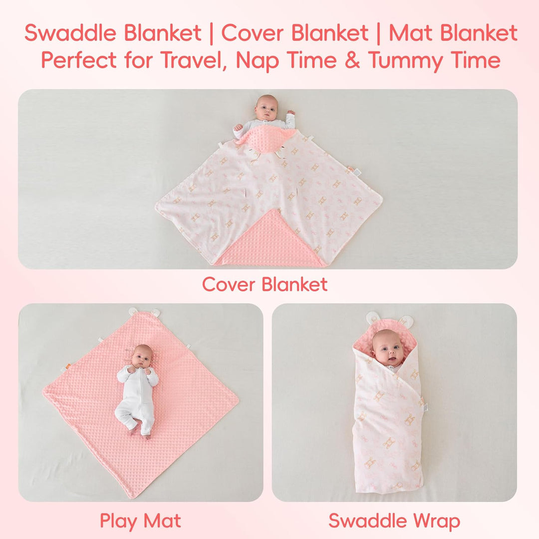 LAT Baby Einschlagdecke Babyschale, Decke Kinderwagen 90x90cm, Baumwolle Universal Babydecke Doppels