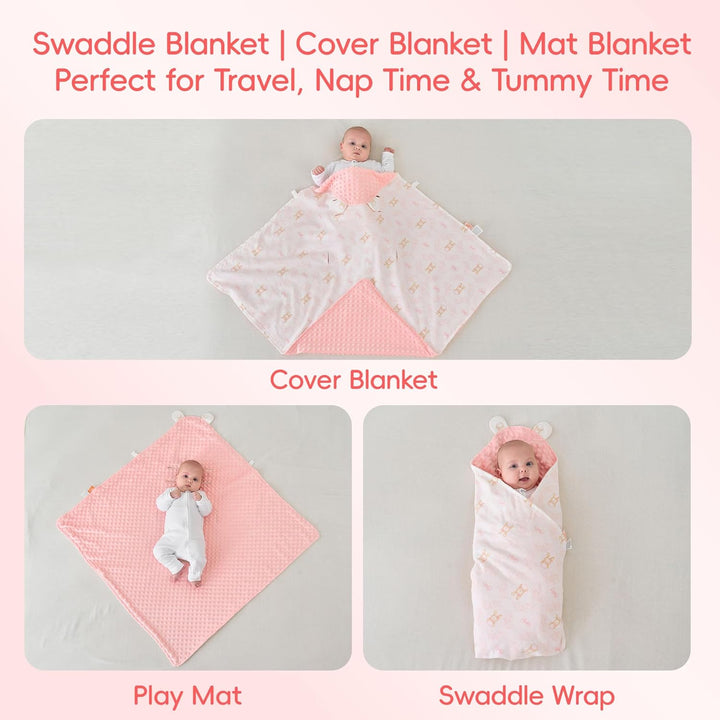 LAT Baby Einschlagdecke Babyschale, Decke Kinderwagen 90x90cm, Baumwolle Universal Babydecke Doppels