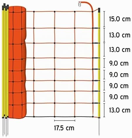 VOSS.farming Schafzaun 50 m 90 cm 14 Pfähle wahlweise 1 oder 2 Spitzen Elektrozaunnetz Schafnetz Wei