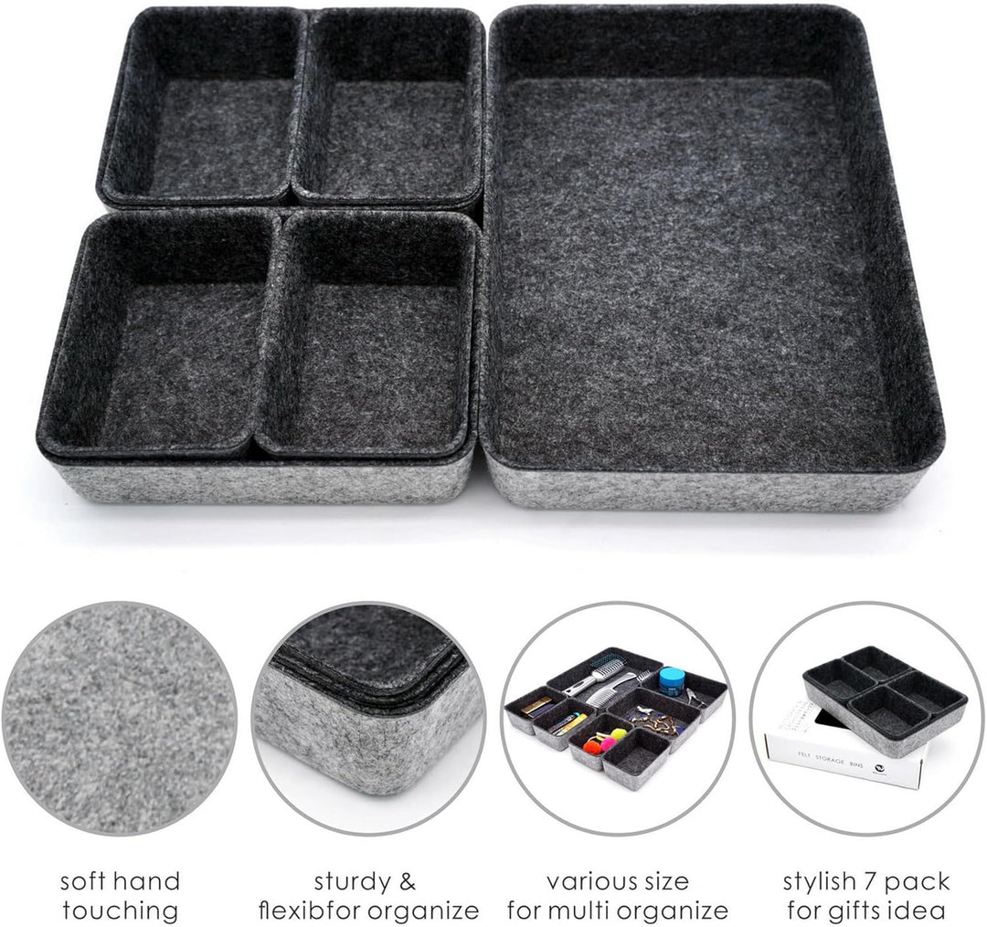Welaxy Drawer organizers bins felt storage bin office organizer shallow small Desk organizer trays D