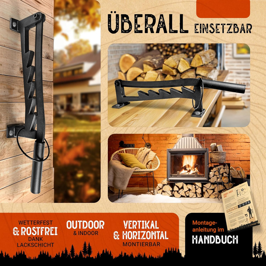 BearClaw NEU Holzspalter manuell - Anzündholz Spalter zur Wandmontage - Handholzspalter, Spanmesser,