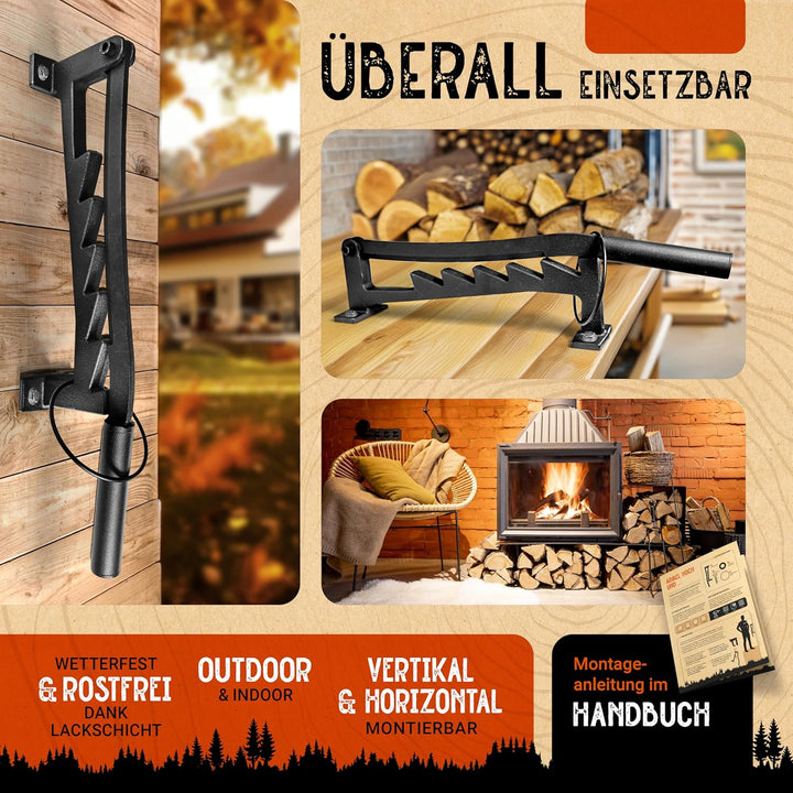 BearClaw NEU Holzspalter manuell - Anzündholz Spalter zur Wandmontage - Handholzspalter, Spanmesser,