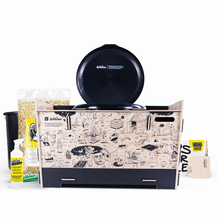 Goldeimer »Premium« Trockentoilette aus Holz und recyceltem Kunststoff Rundum-sorglos-paket