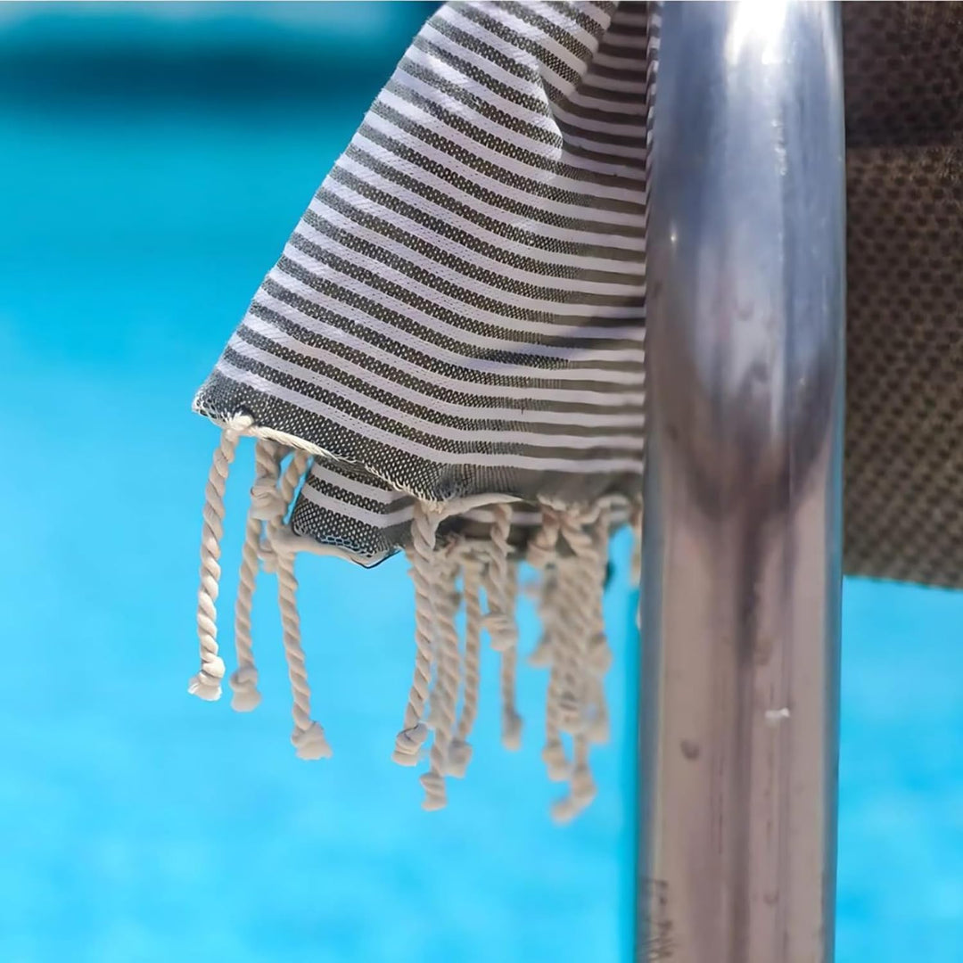 SOLTAKO Fouta Santorini Premium, 2er Set, Anthrazit/Grau, 100/200cm Anthrazit-pastellgrau 2, Anthraz