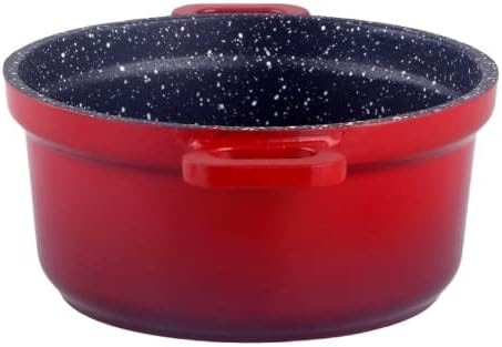 Kamberg – 0008192 – Set aus 4 Minischmortöpfen mit 12 cm Durchmesser, rund, rot geflammt – Aluminium