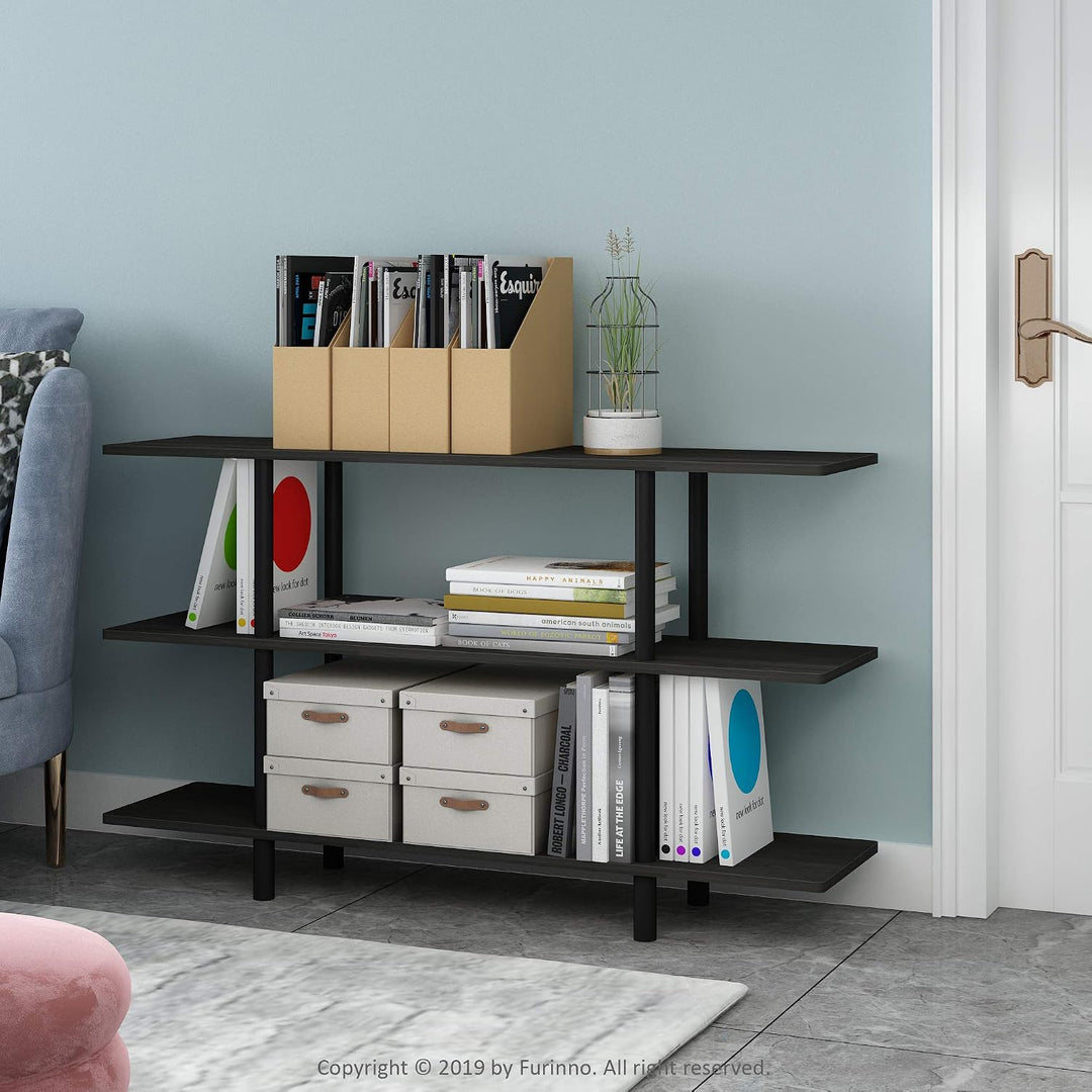Furinno breites Regal mit 3 Ebenen, Espresso/Schwarz, 29.49 x 119.9 x 70.69 cm Espresso/Schwarz 3-st