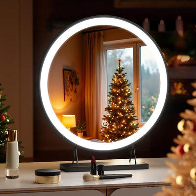 Heilmetz® Schminkspiegel mit Beleuchtung Schminkspiegel Φ48cm LED Tischspiegel Kosmetikspiegel mit B