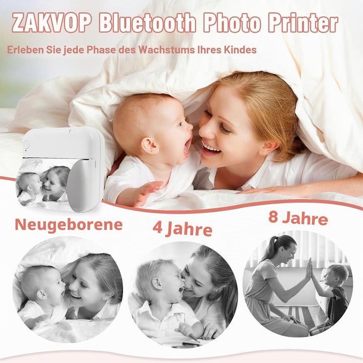 Mini drucker 300DPI, Mini drucker Aufkleber, Mini drucker für Smartphone, Bluetooth tragbarer Mini t