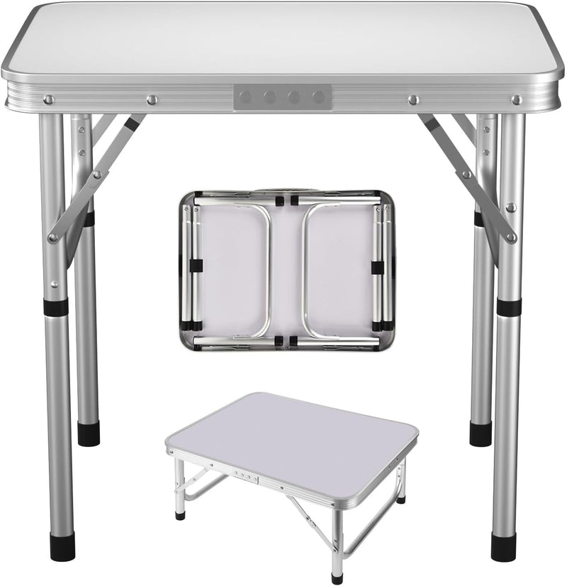 Campingtisch Aluminium-Klapptisch 60cm x 45cm, höhenverstellbar, Leichter Gartentisch, 20kg Belastba