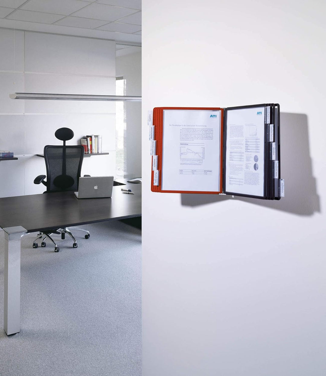 Durable Sichttafelsystem Sherpa Wall mit 10 Sichttafeln, 1 Stück, schwarz/rot, 563100 Wand 10 Tafeln