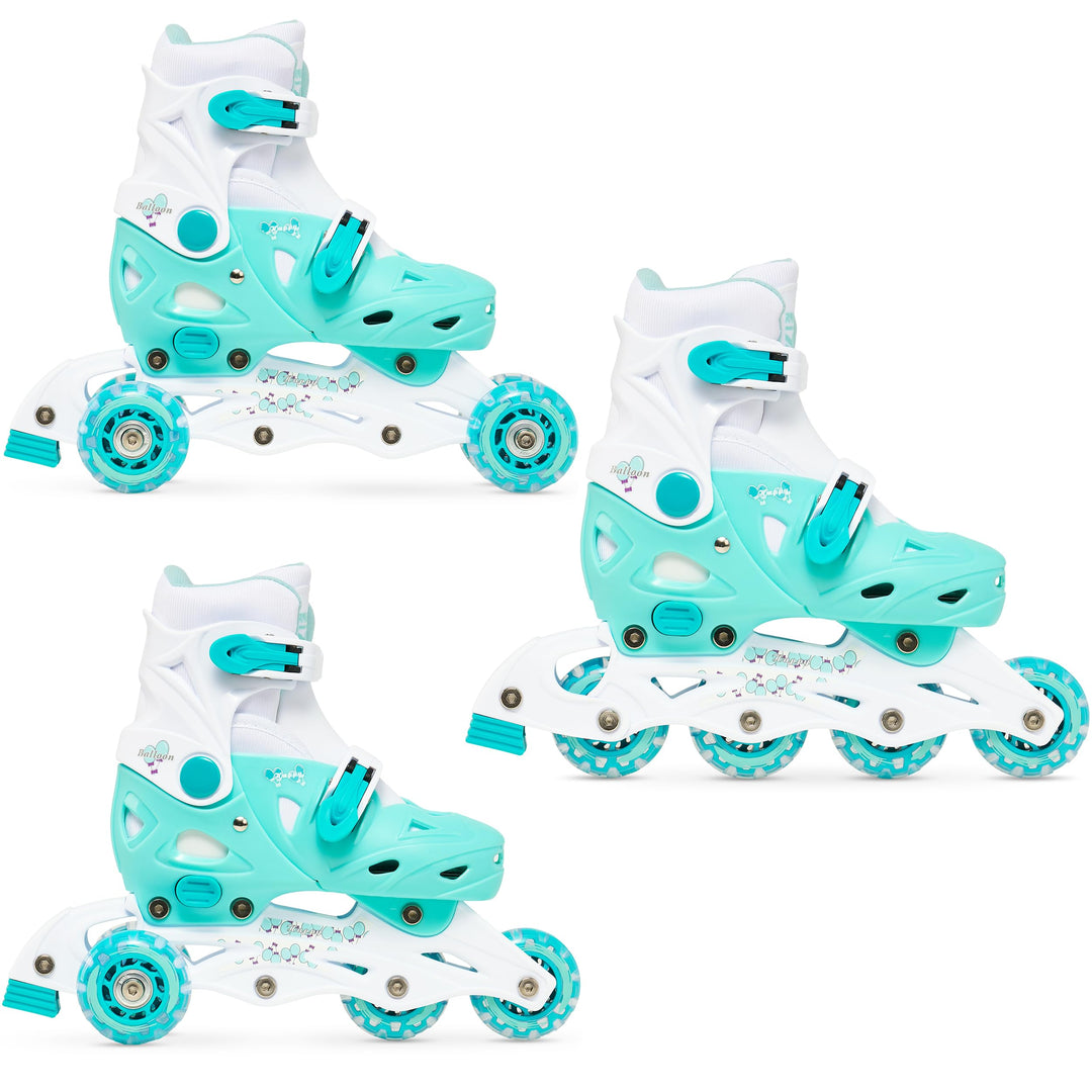 3in1 Kinder Inlineskates/Triskates/Rollschuhe RAVEN Balloon verstellbar Mint 29-32 (18cm-20cm), Mint