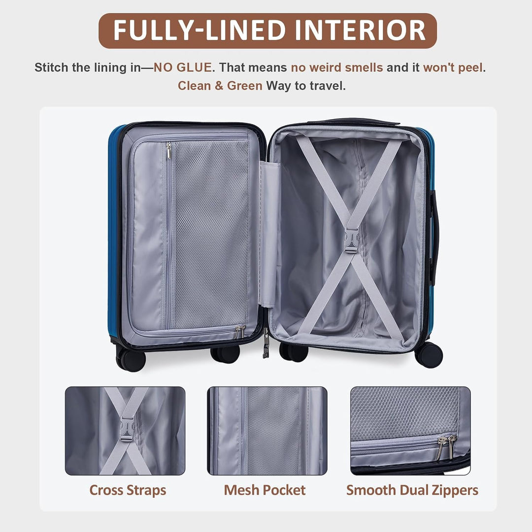 OUZZO 20 Zoll Handgepäckkoffer, 100% Polycarbonat, erweiterbarer Hartschalenkoffer mit Spinnrädern,