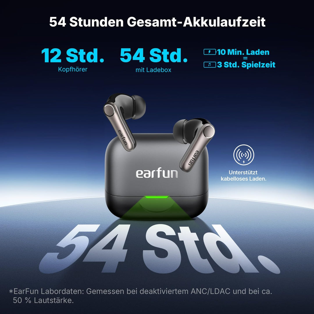 EarFun Air Pro 4+ Bluetooth Kopfhörer mit Noise Cancelling, Hybrid-Treibersystem, Hi-Res Audio, aptX