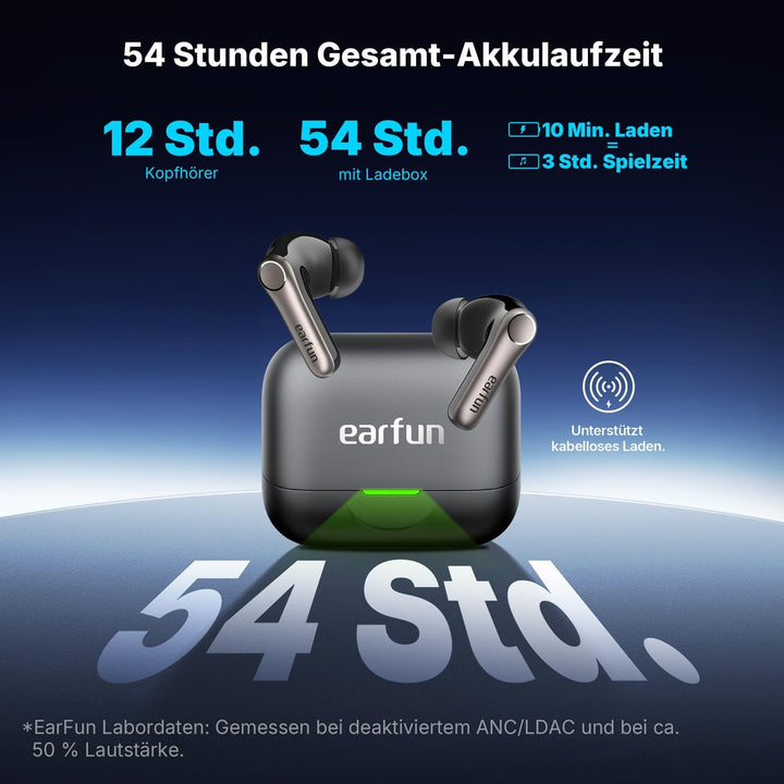 EarFun Air Pro 4+ Bluetooth Kopfhörer mit Noise Cancelling, Hybrid-Treibersystem, Hi-Res Audio, aptX