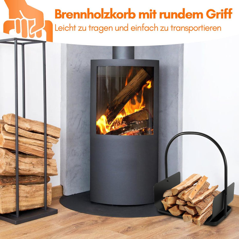 Randaco Holzkorb Kaminholz 40X30X46CM Holzwiege Kamin Feuerholzkorb Metall Brennholzkorb für Innen u