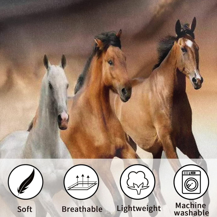 LLTTEER Bettwäsche Set für Pferde 3D-Druck,Kinder Tier Bettwäsche Set 3 Teiligs,Mikrofaser Bettbezug