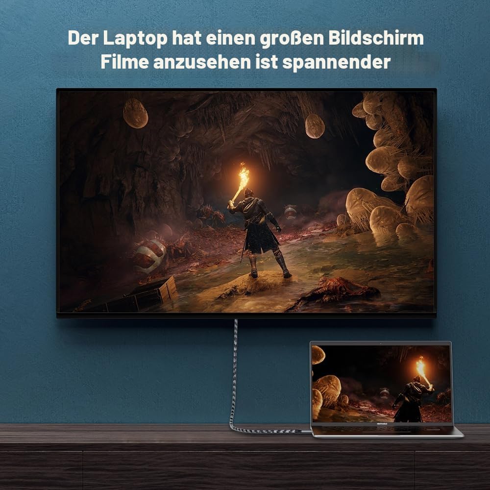USB C auf HDMI 2.1 Kabel, 8K@60Hz 4K@240Hz Type C auf HDMI High Speed Kabel, HDR HDCP 2.3 Thunderbol