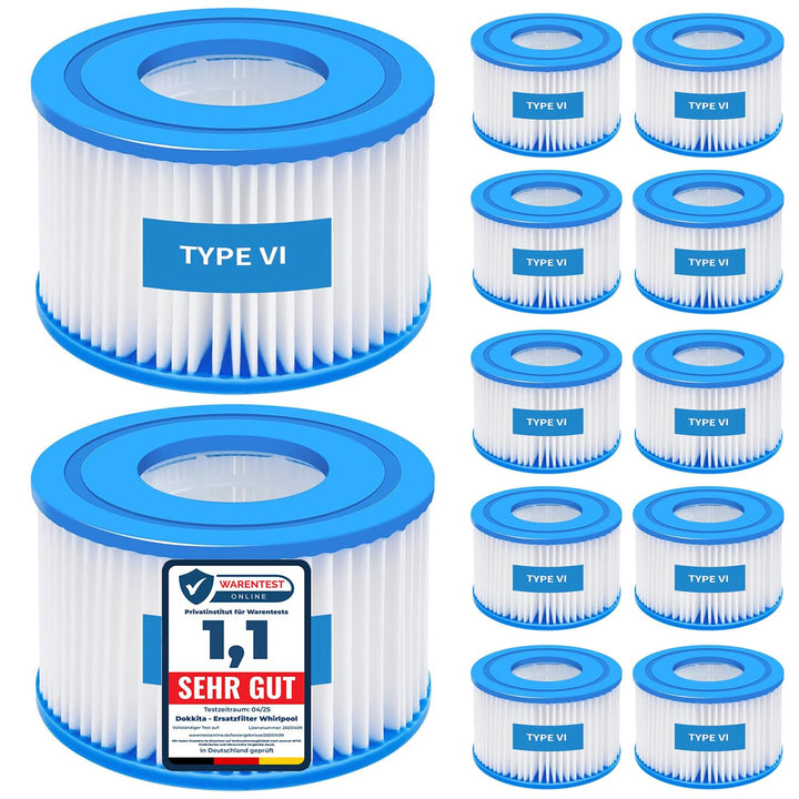 12 Stück Filter VI für Lay-z-Spa, VI Filter Pool, Filterkartuschen VI, Poolfilter Kompatibel mit Bes