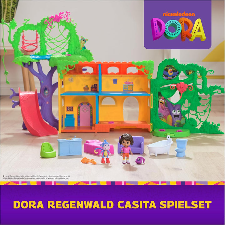 Dora Regenwald Casita Spielset - mit 2 Figuren, 8 Accessoires, 2 Songs und Geräuscheffekten aus der
