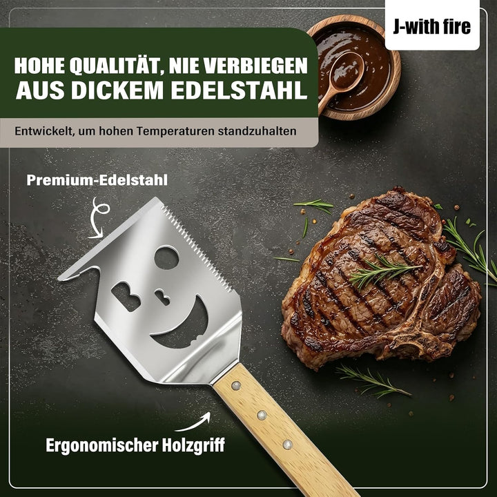 7 in 1 Grillspachtel, Einzigartige Grillwerkzeuge, Eingebautes Grillbesteck-Set, Grillzubehör, Grill