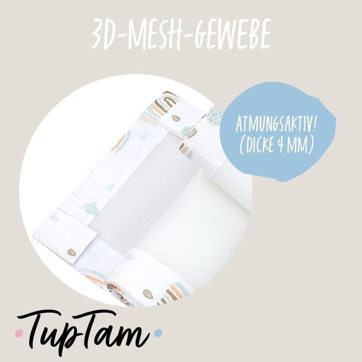 TupTam Gitterstäbe Schutz Netz Babybett Nestchen 3D Mesh 2 Pack, Farbe: Regenbogen Wolken, Grösse: c