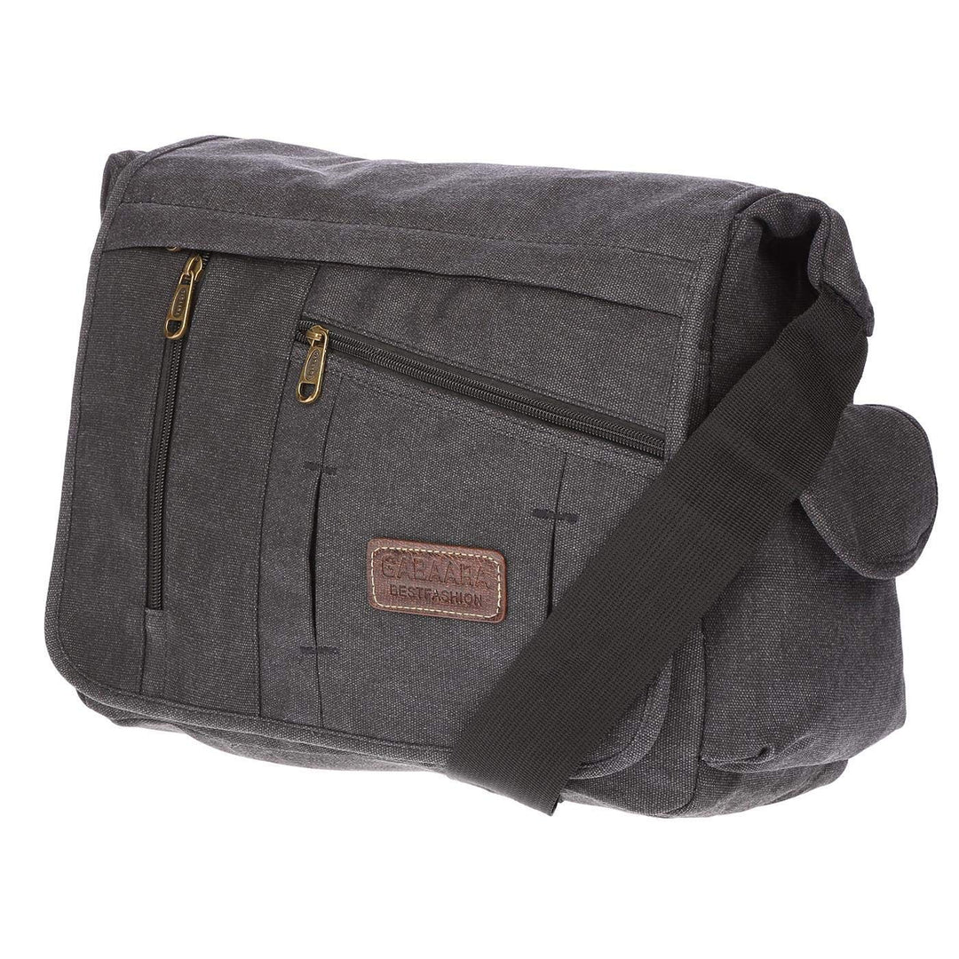 Christian Wippermann grosse XL Herren Damen Tasche Umhängetasche Canvas Messenger Bag Schwarz, Schwa