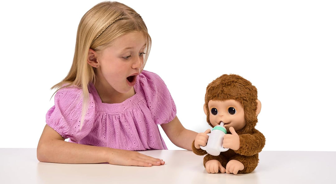 Little Live Pets My Baby Monkey Interaktiver Spielzeugaffe Mango kichert, frisst, nuckelt am Daumen,