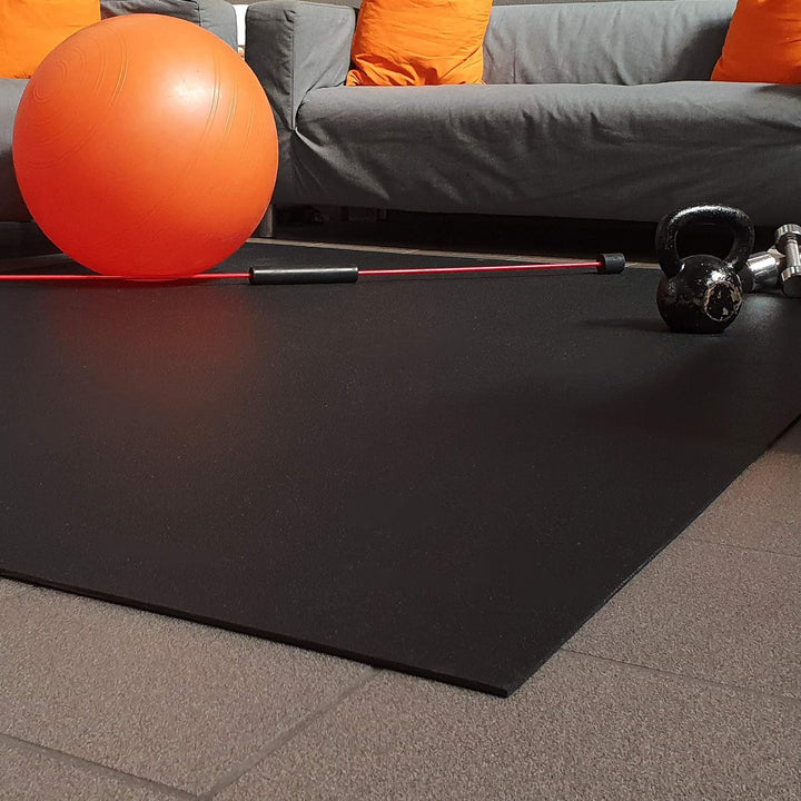 GYMEX Workout Fitness-Matte XXL, extra gross, rollbar, für Yoga, Sport & Fitness 240x180cm Blau, Bla