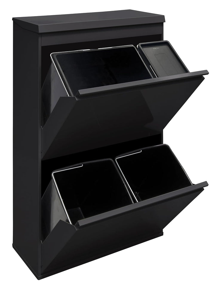 ARREGUI Top CR626-B2 Mülltrennsystem aus Stahl mit Aufbewahrungsbox mit Deckel | 4 Fächer Mülleimer