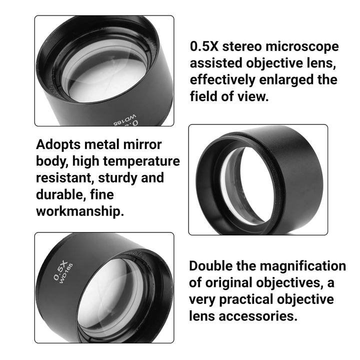 Mikroskop-Objektiv, Barlow-Linse 5X, Amscope 0,5X Barlow-Objektiv, 0,5X Objektiv, Mikroskop, Hilfsob