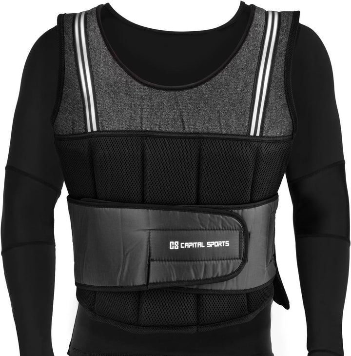 CAPITAL SPORTS Vestpro 10/20 - Gewichtsweste, Fitness-Weste, Weightvest, 10 oder 20 kg, 23 herausneh